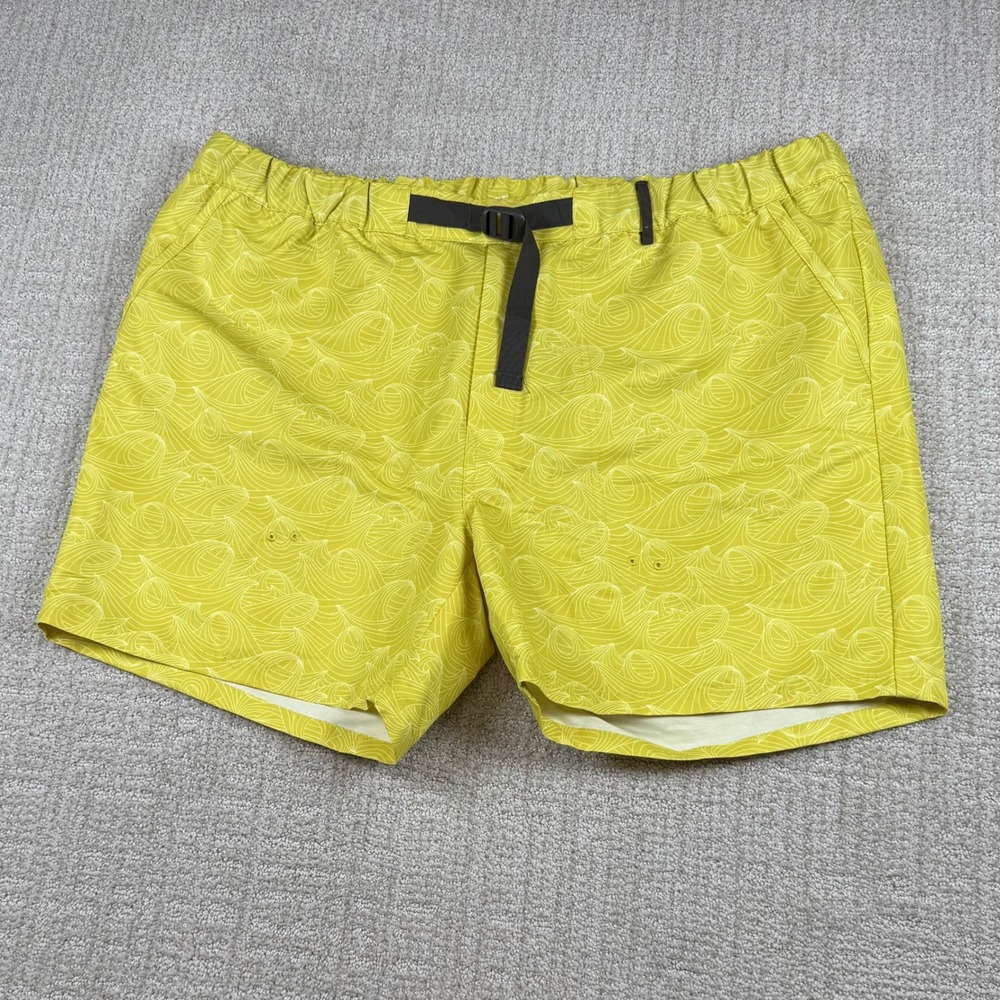 Helly Hansen Mens 2XL 6" Yellow Wave Print Belted Hiking Active Shorts